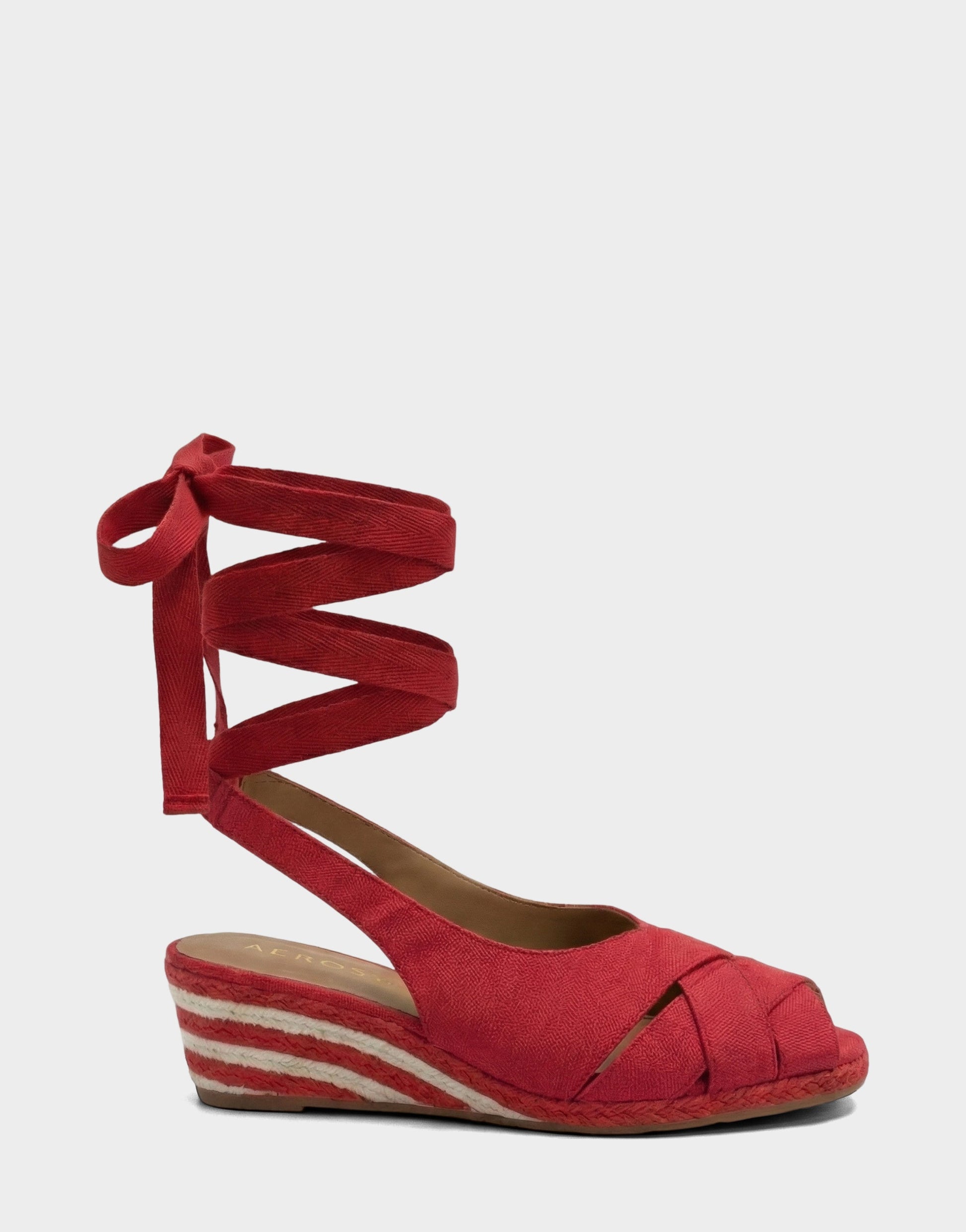Aerosoles Lace Up Espadrille Wedge in Red