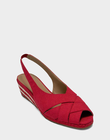 Aerosoles Lace Up Espadrille Wedge in Red