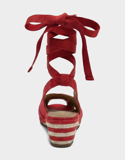 Aerosoles Lace Up Espadrille Wedge in Red
