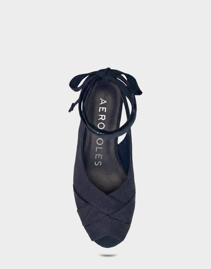 Aerosoles Lace Up Espadrille Wedge in Blue