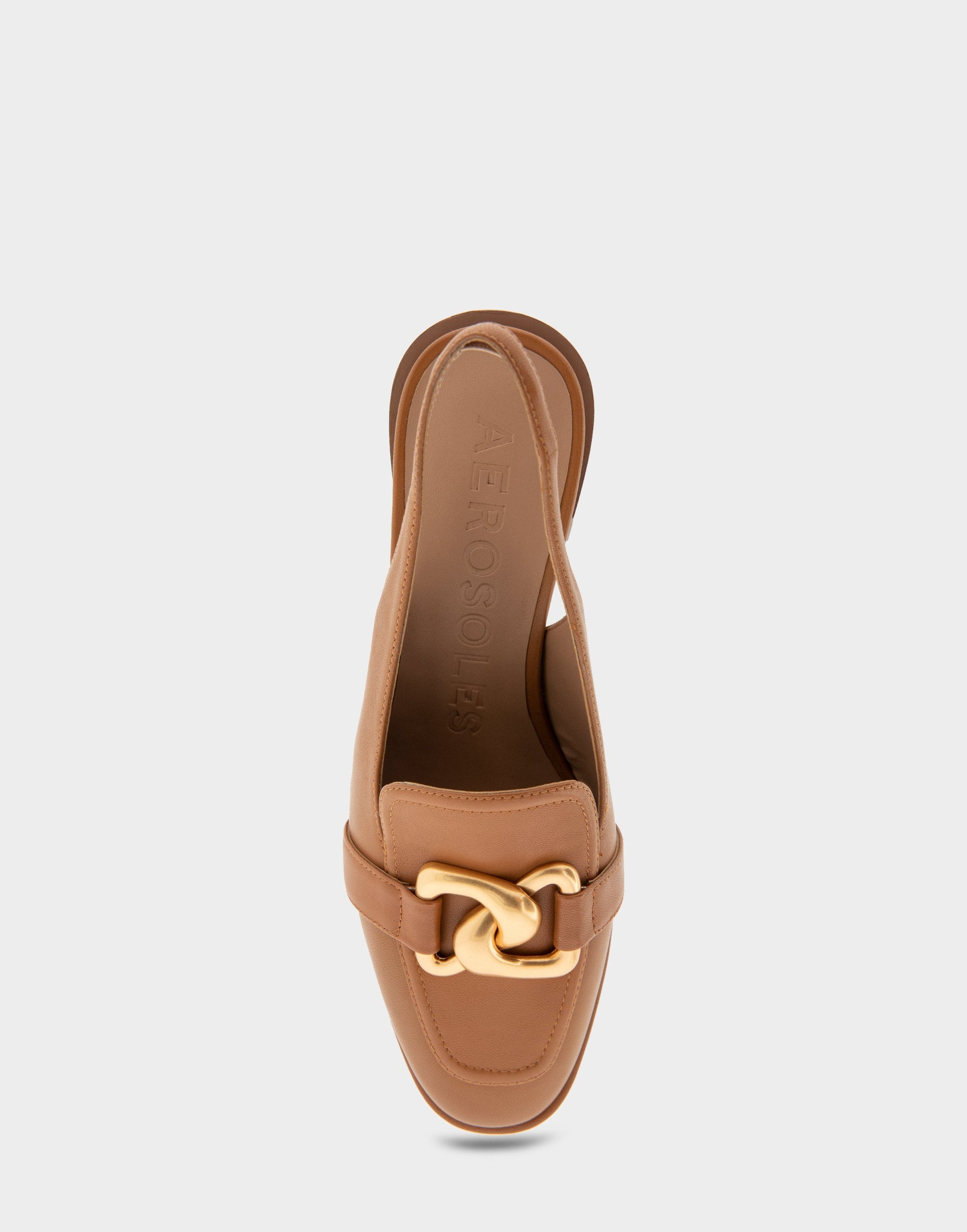 Aerosoles Ornamented Block Heel Slingback in Tan