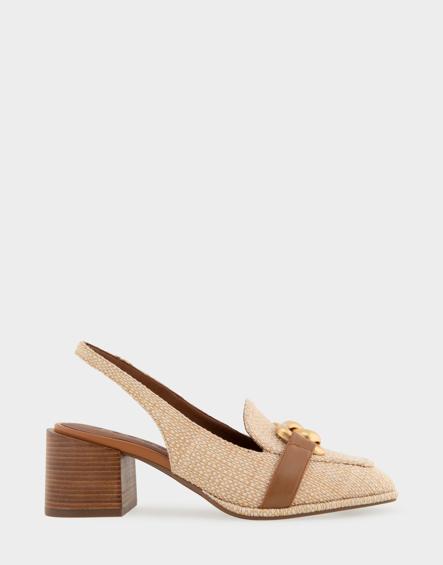 Aerosoles Ornamented Block Heel Slingback in Natural Raffia