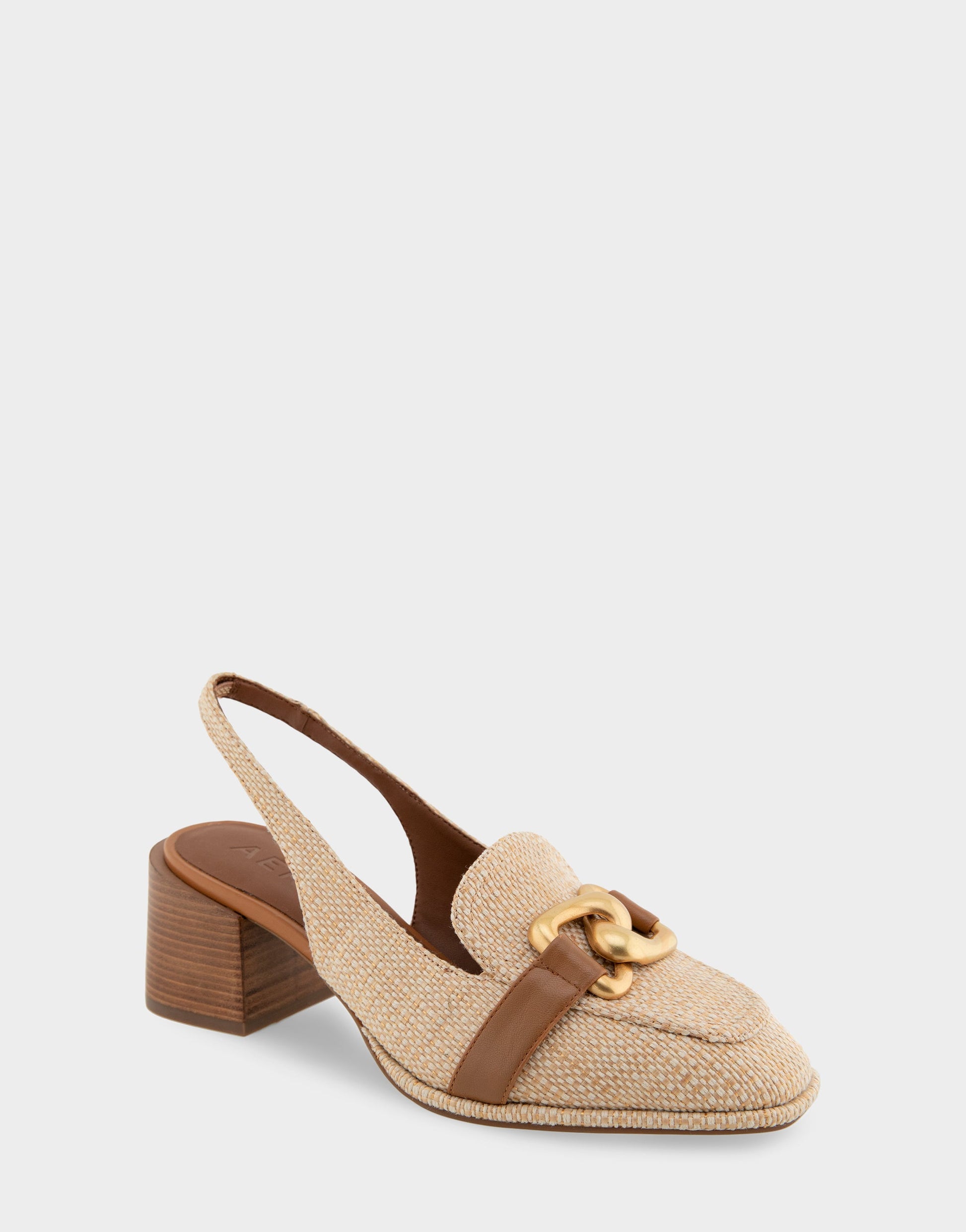 Aerosoles Ornamented Block Heel Slingback in Natural Raffia