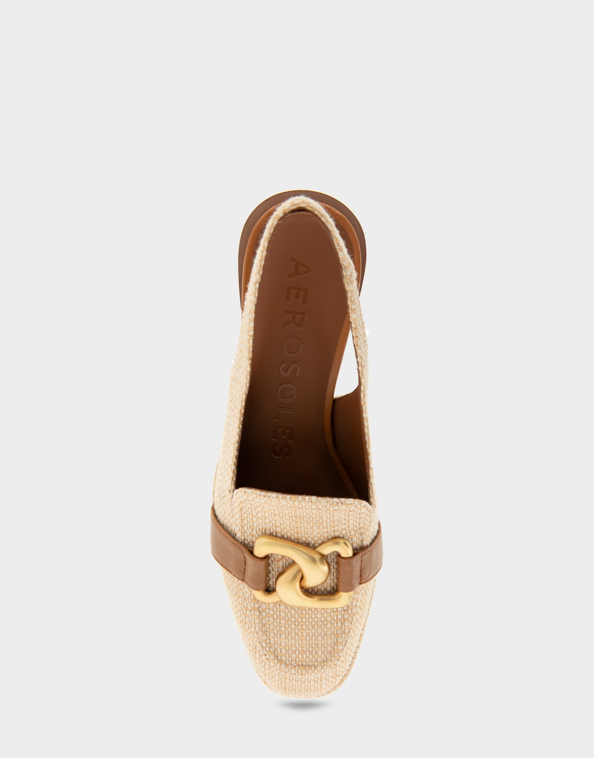 Aerosoles Ornamented Block Heel Slingback in Natural Raffia