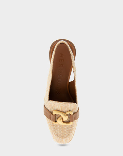 Aerosoles Ornamented Block Heel Slingback in Natural Raffia