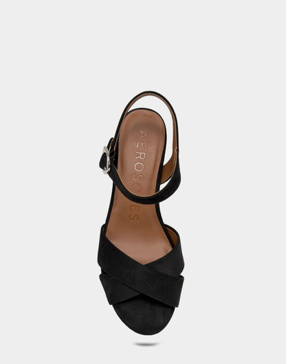 Aerosoles Crisscross Platform Sandal in Black