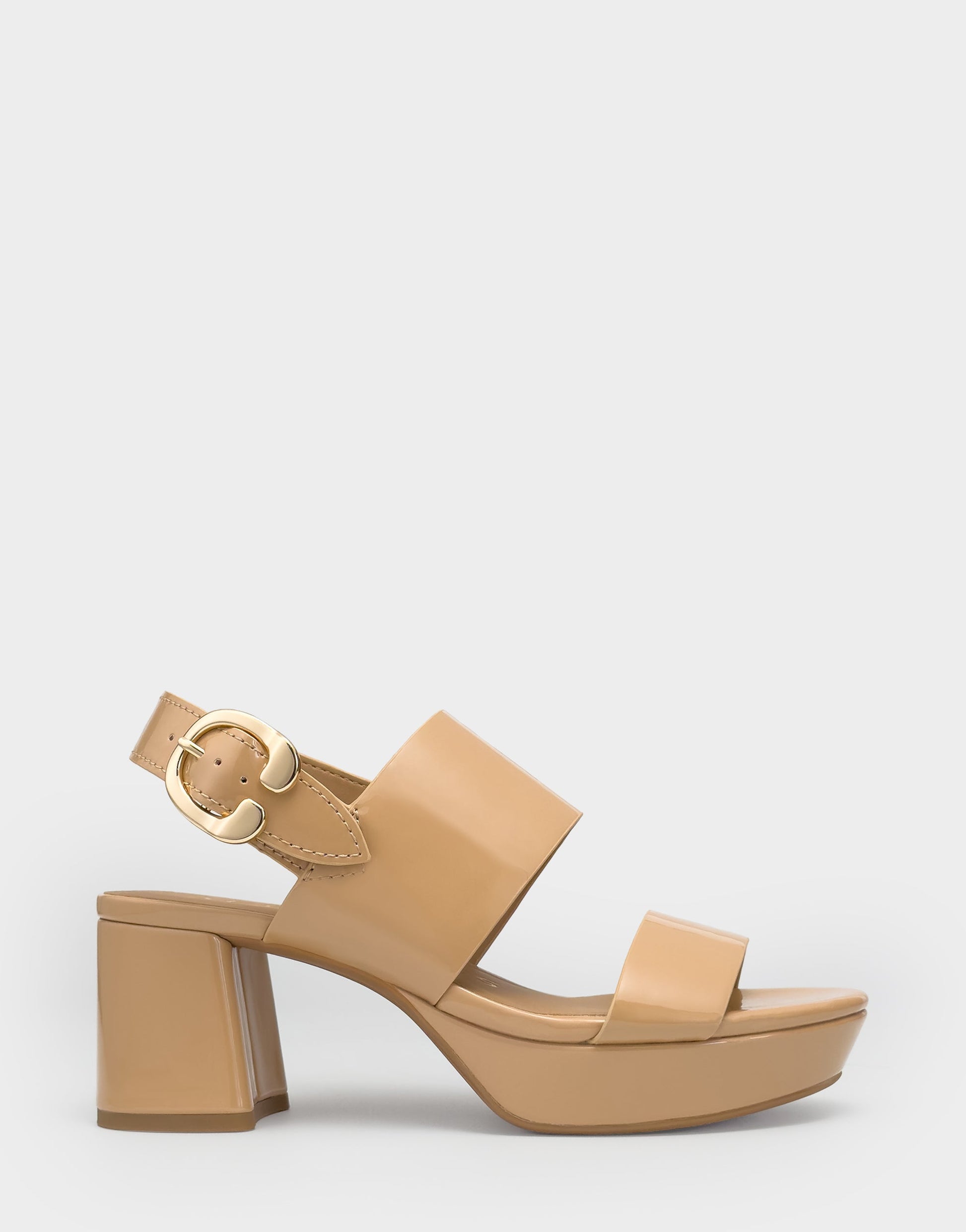 Aerosoles Platform Sandal in Beige Patent