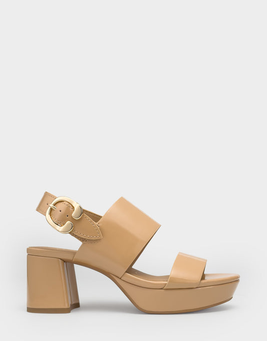Aerosoles Platform Sandal in Beige Patent