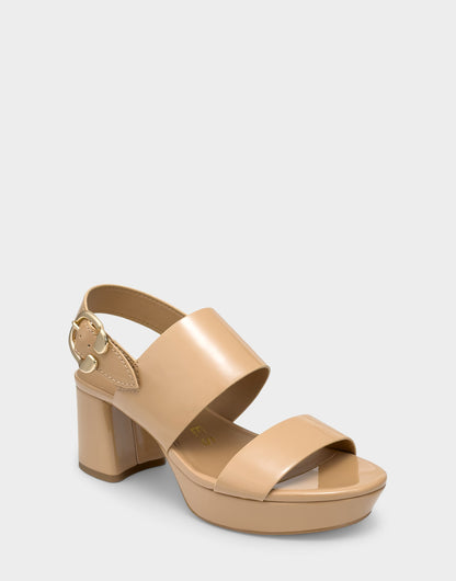 Aerosoles Platform Sandal in Beige Patent