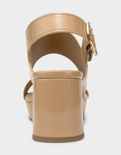 Aerosoles Platform Sandal in Beige Patent