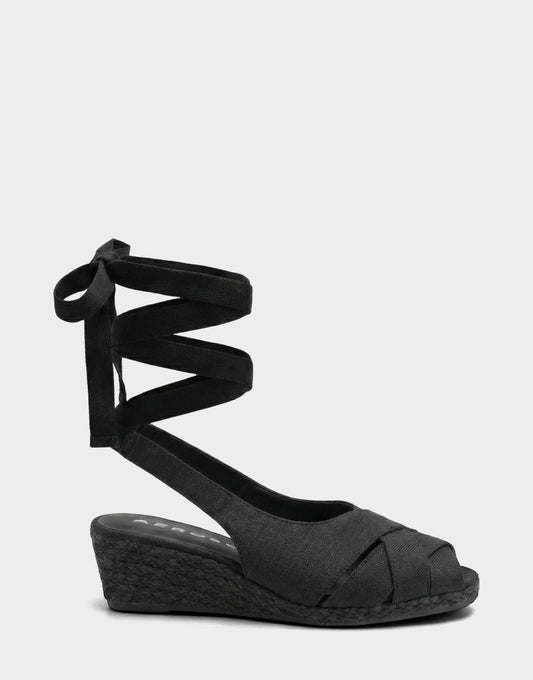 Aerosoles Lace Up Espadrille Wedge in Black