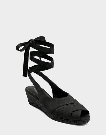 Aerosoles Lace Up Espadrille Wedge in Black
