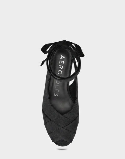 Aerosoles Lace Up Espadrille Wedge in Black