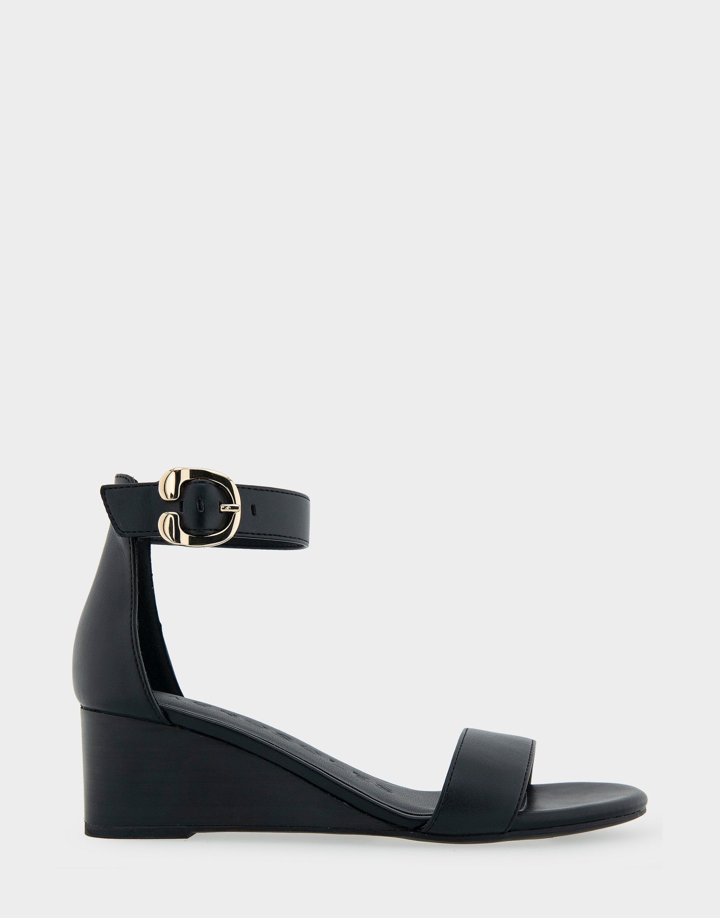 Aerosoles Ankle Strap Mid Wedge Sandal in Black