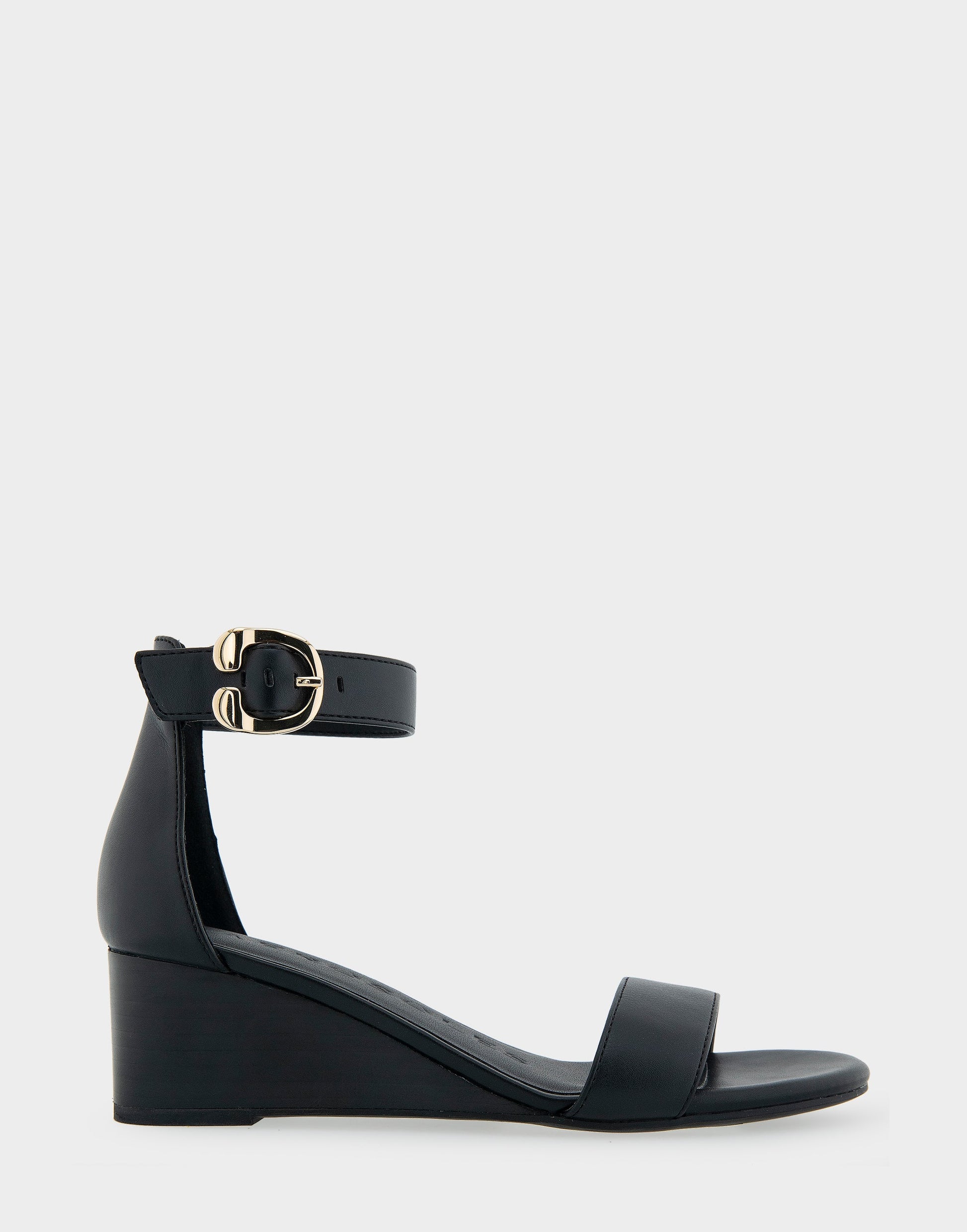 Aerosoles Ankle Strap Mid Wedge Sandal in Black