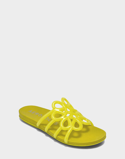 Aerosoles Flat Sandal in Green Transluscent Rubber