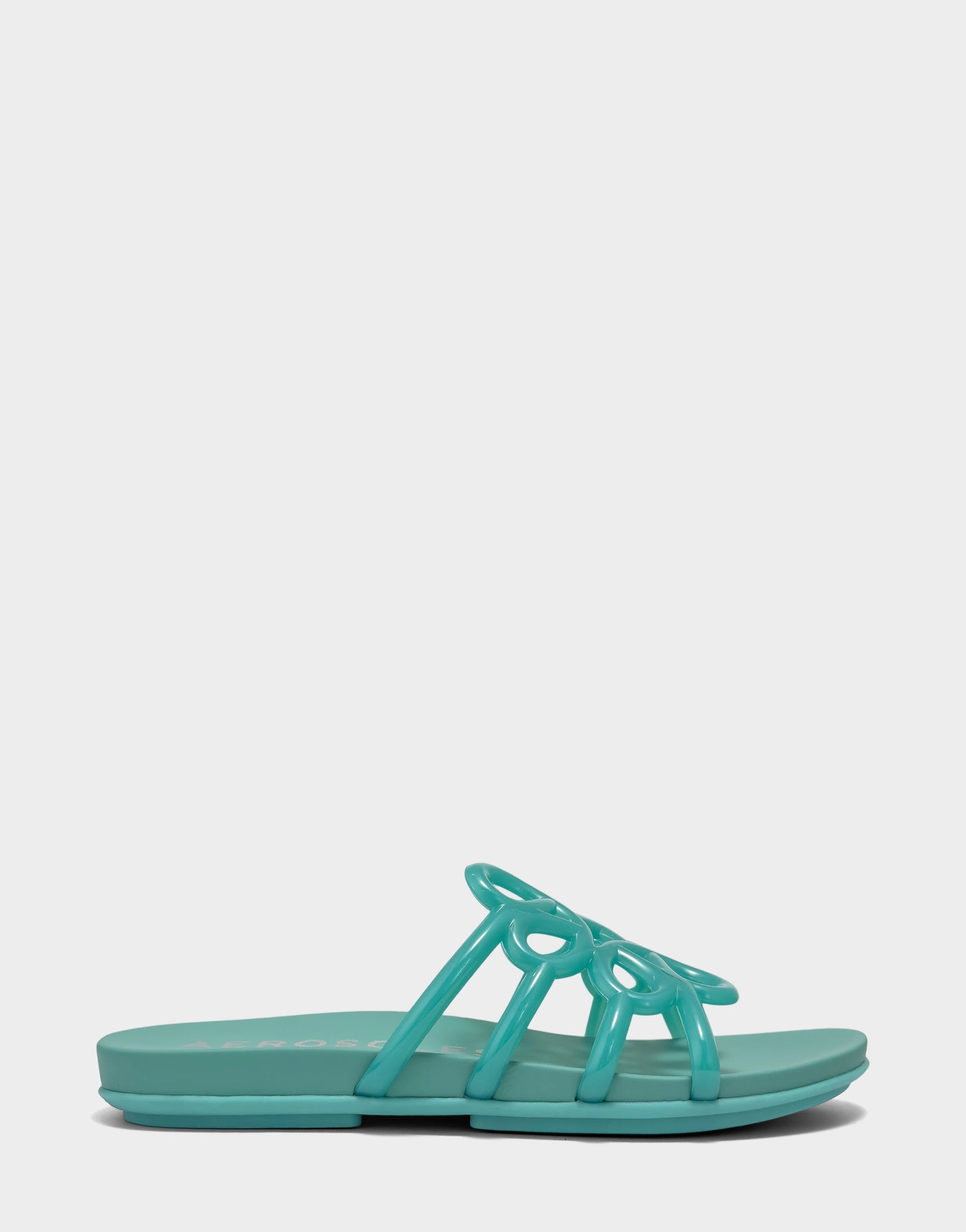 Aerosoles Flat Sandal in Green Transluscent Rubber