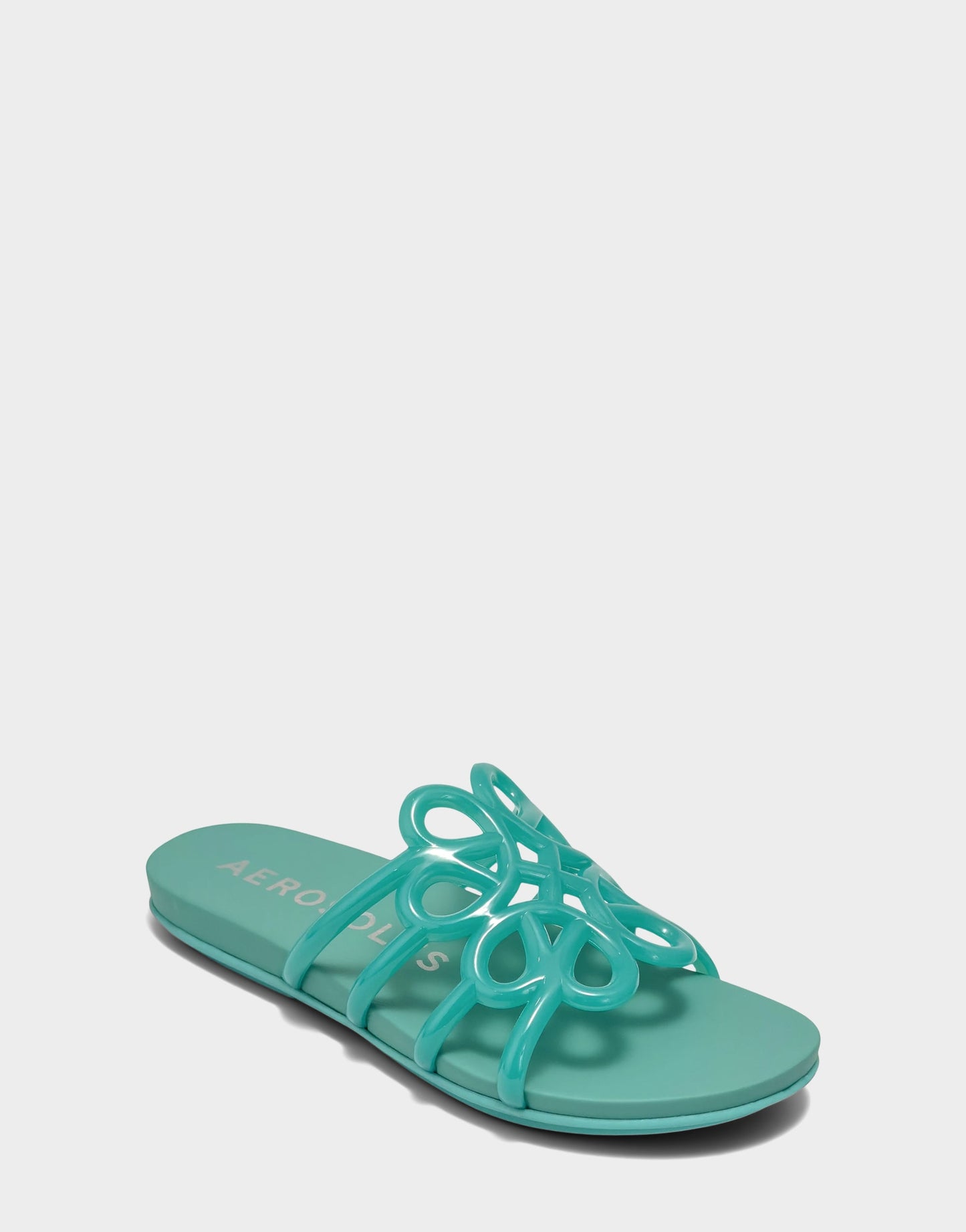 Aerosoles Flat Sandal in Green Transluscent Rubber