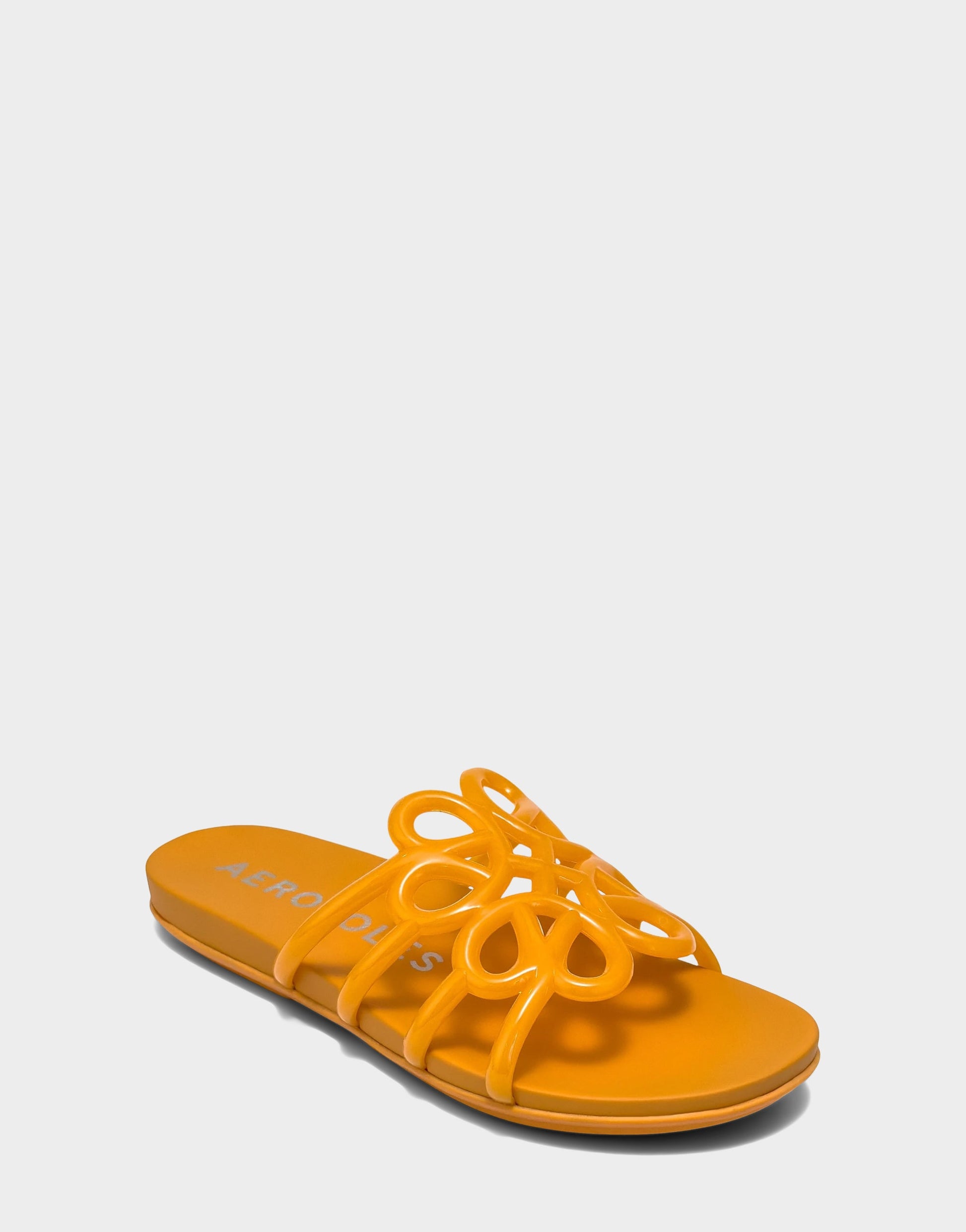 Aerosoles Flat Sandal in Orange Transluscent Rubber