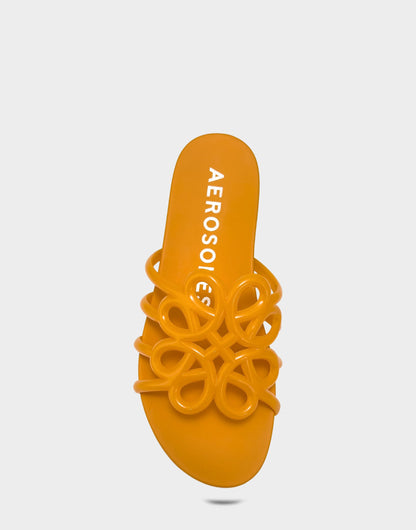 Aerosoles Flat Sandal in Orange Transluscent Rubber