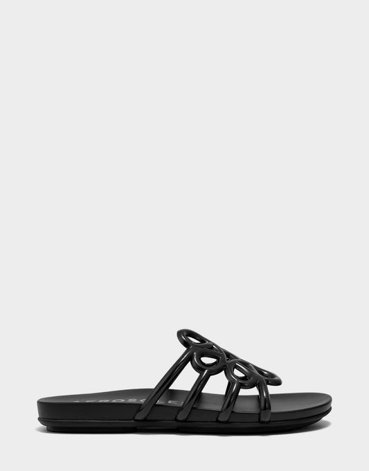 Aerosoles Flat Sandal in Black Transluscent Rubber