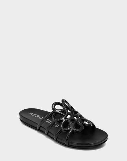 Aerosoles Flat Sandal in Black Transluscent Rubber