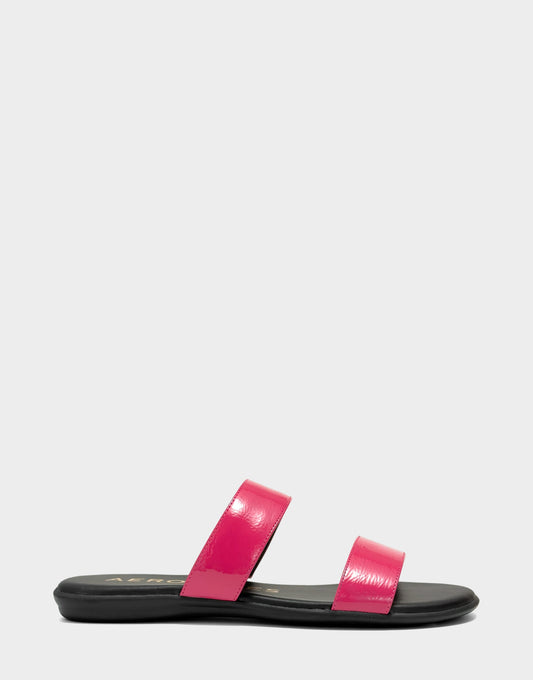 Aerosoles Flat Sandal in Pink Crinkle Patent