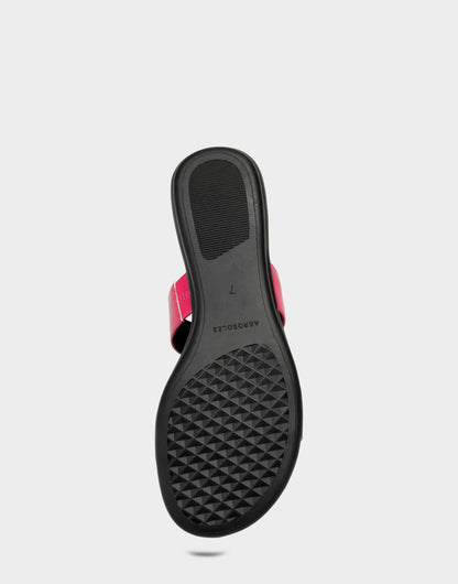 Aerosoles Flat Sandal in Pink Crinkle Patent