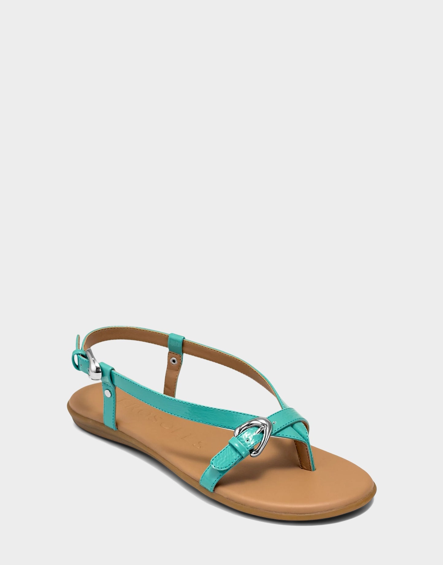 Aerosoles Flat Sandal in Green Patent