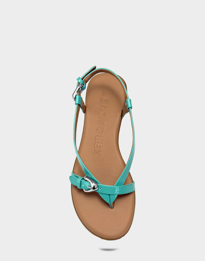 Aerosoles Flat Sandal in Green Patent