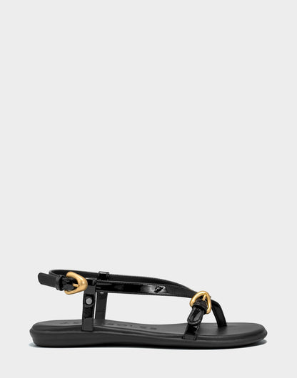 Aerosoles Flat Sandal in Black Patent