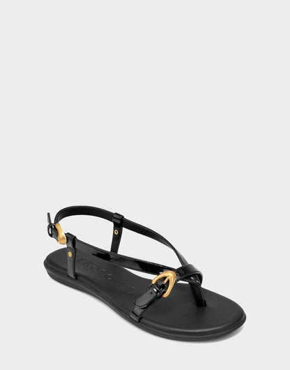 Aerosoles Flat Sandal in Black Patent