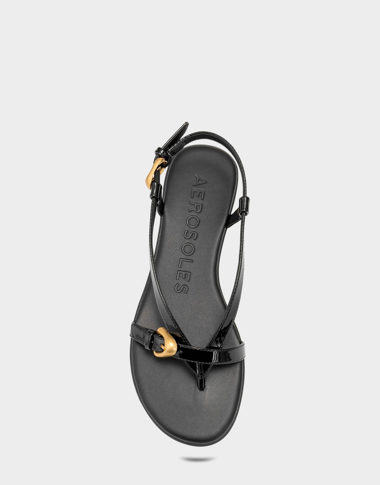 Aerosoles Flat Sandal in Black Patent