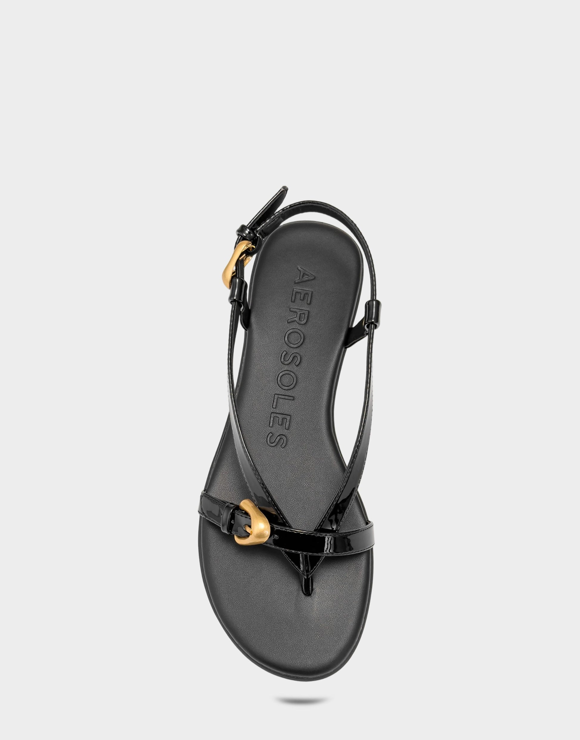 Aerosoles Flat Sandal in Black Patent