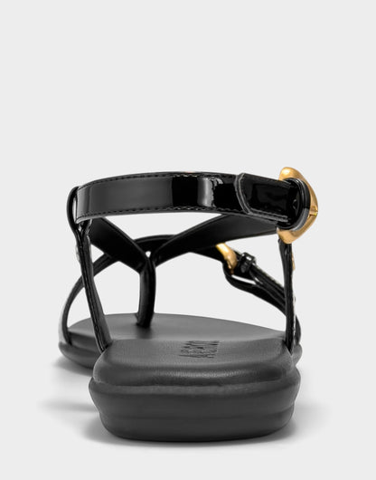 Aerosoles Flat Sandal in Black Patent