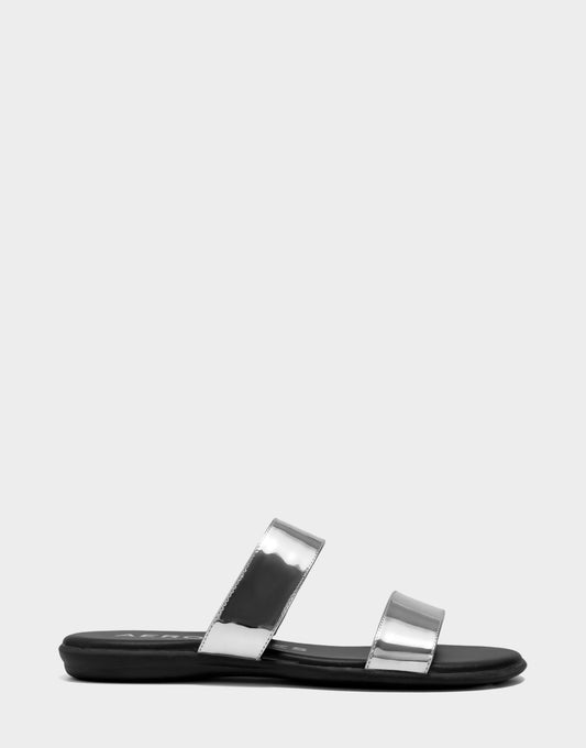 Aerosoles Flat Sandal in Metallic Mirror Metallic