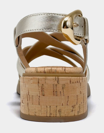 Aerosoles Heeled Sandal in Soft Gold