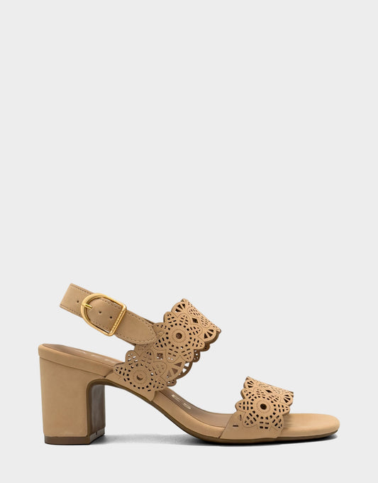 Aerosoles Heeled Sandal in Natural Perforated
