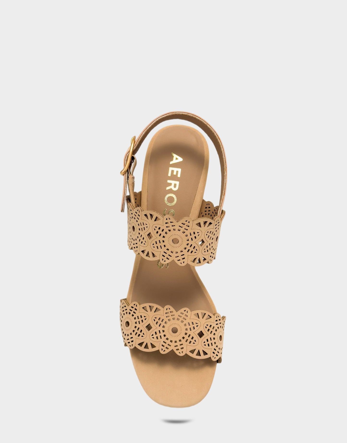 Aerosoles Heeled Sandal in Natural Perforated