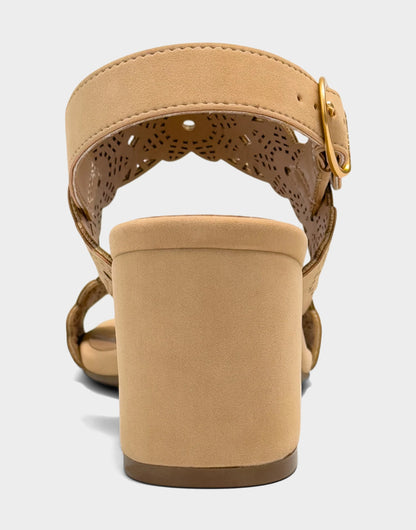 Aerosoles Heeled Sandal in Natural Perforated