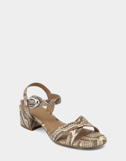 Aerosoles Heeled Sandal in Pale Yellow Snake Print