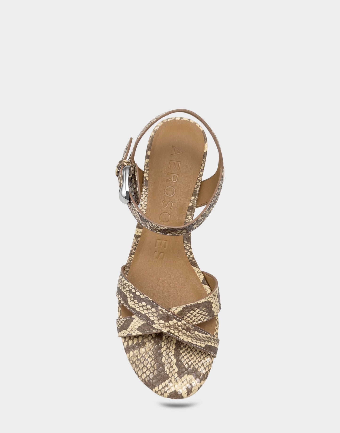 Aerosoles Heeled Sandal in Pale Yellow Snake Print