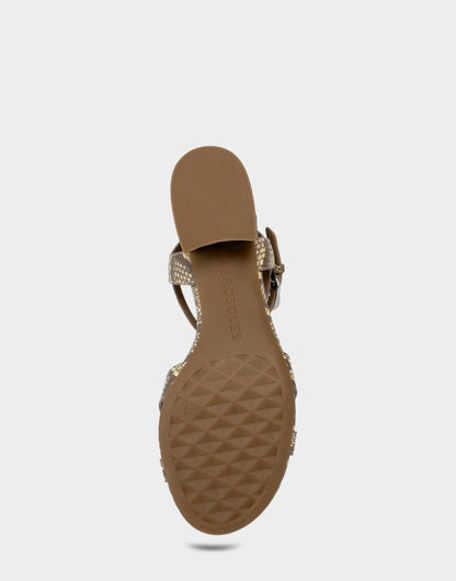 Aerosoles Heeled Sandal in Pale Yellow Snake Print