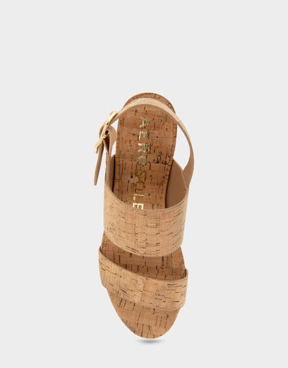 Aerosoles Platform Sandals in Natural Cork