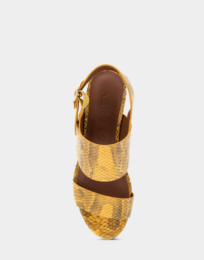 Aerosoles Platform Sandal in Marigold Snake