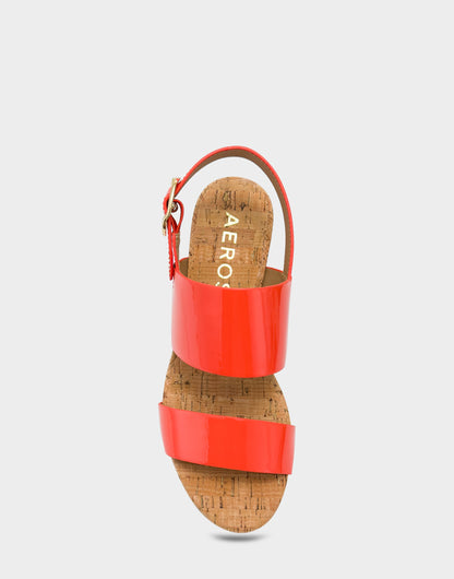 Aerosoles Platform Sandal in Orange Patent