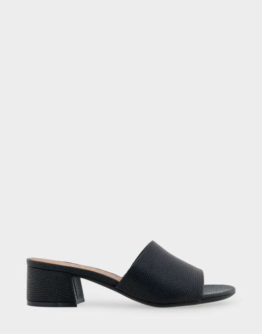 Aerosoles Heeled Sandal in Black Lizard Embossed