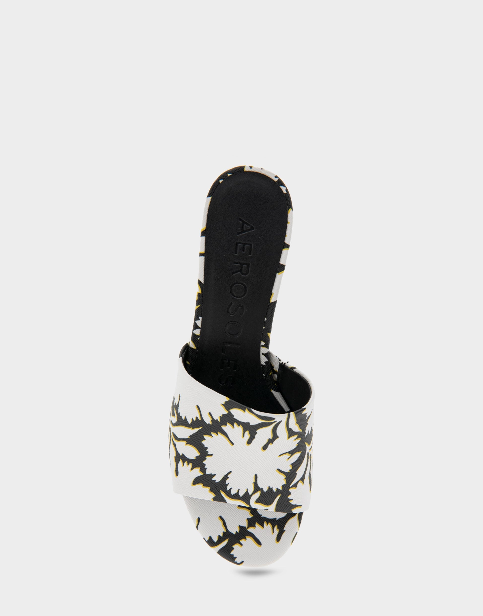 Aerosoles Heeled Sandal in White/black Printed Floral