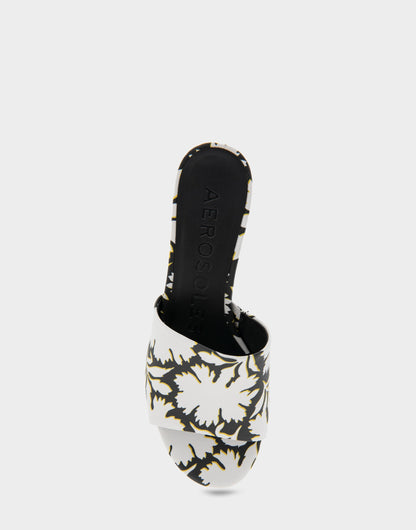 Aerosoles Heeled Sandal in White/black Printed Floral