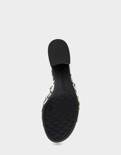 Aerosoles Heeled Sandal in White/black Printed Floral
